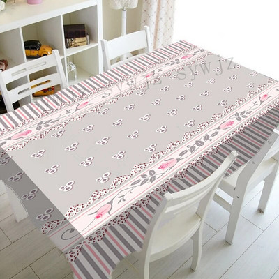 Față de masă dreptunghiulară cu flori de trandafir de primăvară Decor pentru nuntă Față de masă rezistentă la apă Decorații pentru mese de sărbători