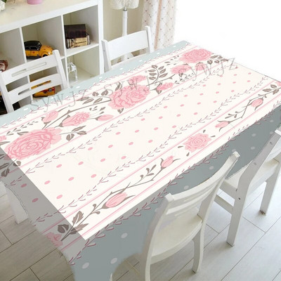 Față de masă dreptunghiulară cu flori de trandafir de primăvară Decor pentru nuntă Față de masă rezistentă la apă Decorații pentru mese de sărbători