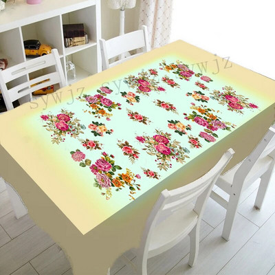 Față de masă dreptunghiulară cu flori de trandafir de primăvară Decor pentru nuntă Față de masă rezistentă la apă Decorații pentru mese de sărbători