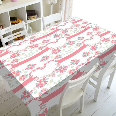 Față de masă dreptunghiulară cu flori de trandafir de primăvară Decor pentru nuntă Față de masă rezistentă la apă Decorații pentru mese de sărbători