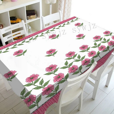 Față de masă dreptunghiulară cu flori de trandafir de primăvară Decor pentru nuntă Față de masă rezistentă la apă Decorații pentru mese de sărbători