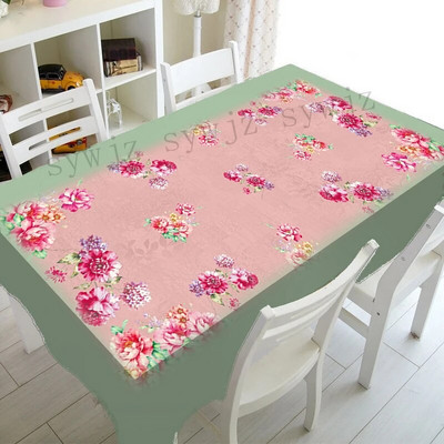 Față de masă dreptunghiulară cu flori de trandafir de primăvară Decor pentru nuntă Față de masă rezistentă la apă Decorații pentru mese de sărbători