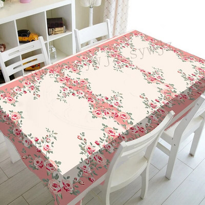 Față de masă dreptunghiulară cu flori de trandafir de primăvară Decor pentru nuntă Față de masă rezistentă la apă Decorații pentru mese de sărbători