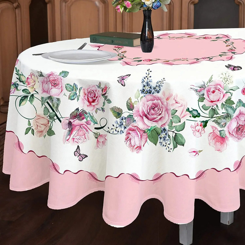 Pavasarinės rožės žiedų stačiakampės staltiesės vestuvių dekoracijos vandeniui atsparios staltiesės staltiesės šventinės vakarėlio vakarienės dekoracijos