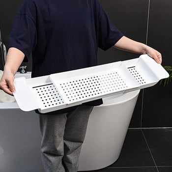 Многофункционална прибираща се стойка за съхранение на вана Рафт за корита за баня Вана Инструменти за баня Рафт за съхранение на кърпи Държач за оттичане на кухненска мивка