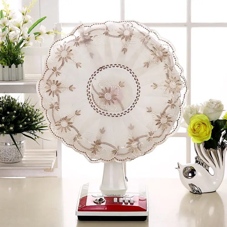 Elektrinis ventiliatoriaus dangtelis nuo dulkių Grindų tipas Buitinė audinys Art Elektrinis ventiliatoriaus dangtis Visas paketas Apvalus nėrinių lubų ventiliatoriaus apsauga