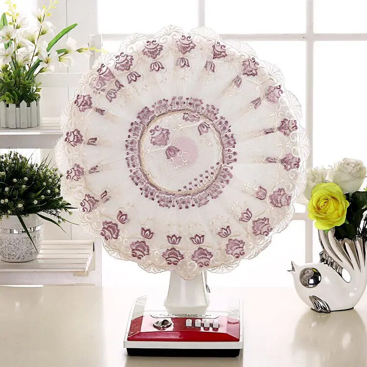 Elektrinis ventiliatoriaus dangtelis nuo dulkių Grindų tipas Buitinė audinys Art Elektrinis ventiliatoriaus dangtis Visas paketas Apvalus nėrinių lubų ventiliatoriaus apsauga