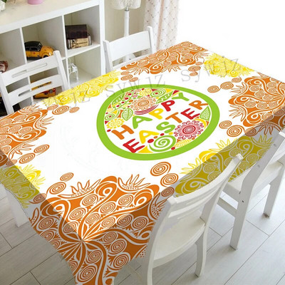 Față de masă dreptunghiulară rezistentă la apă de Paște Față de masă cu iepuraș de primăvară Floral Decorat pentru cină de petrecere Accesorii de decorare de Paște