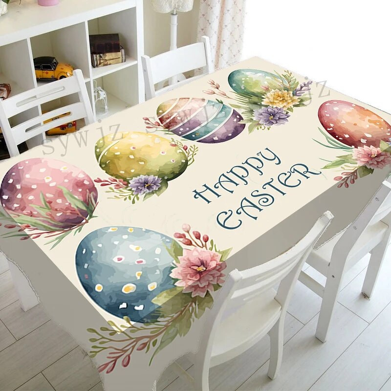 Lihavõttepühade veekindel ristkülikukujuline laudlina Kevadine lilleline jänkulaudlina peoõhtusöögi kaunistus lihavõttepühade kaunistuse tarvikud