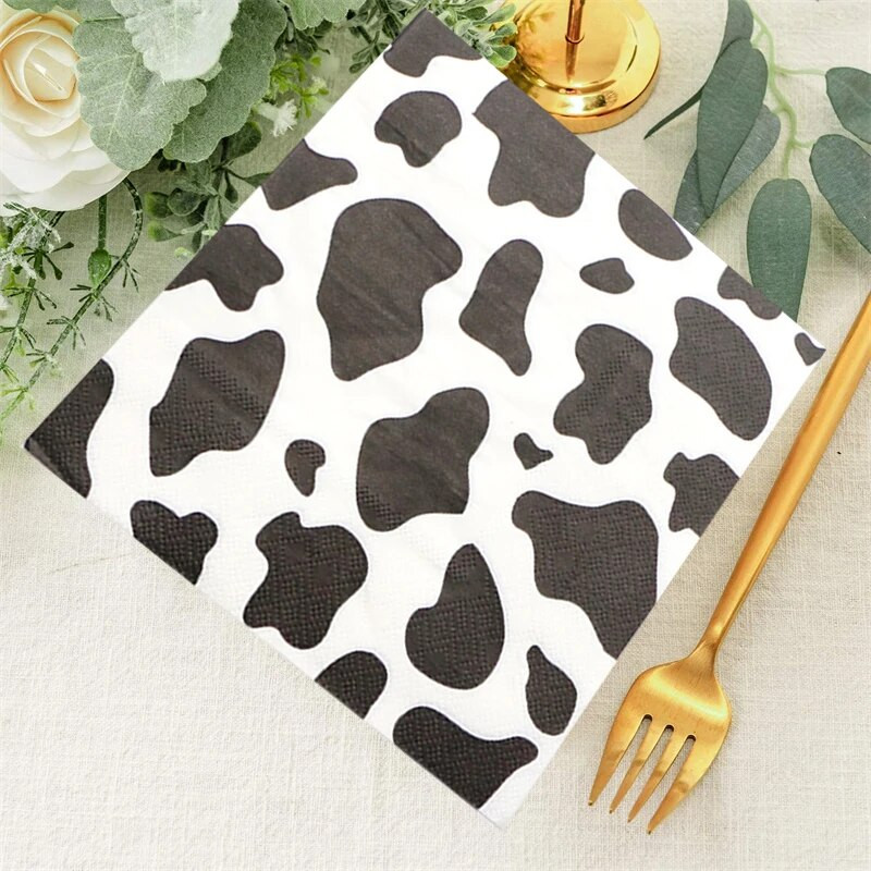 20 vnt/pak. Karvių puošmena Vienkartinės popierinės servetėlės Farm Cow tema Gimtadienio vakarėlis Gyvūnų vakarėlio dekoravimas Kūdikių dušas