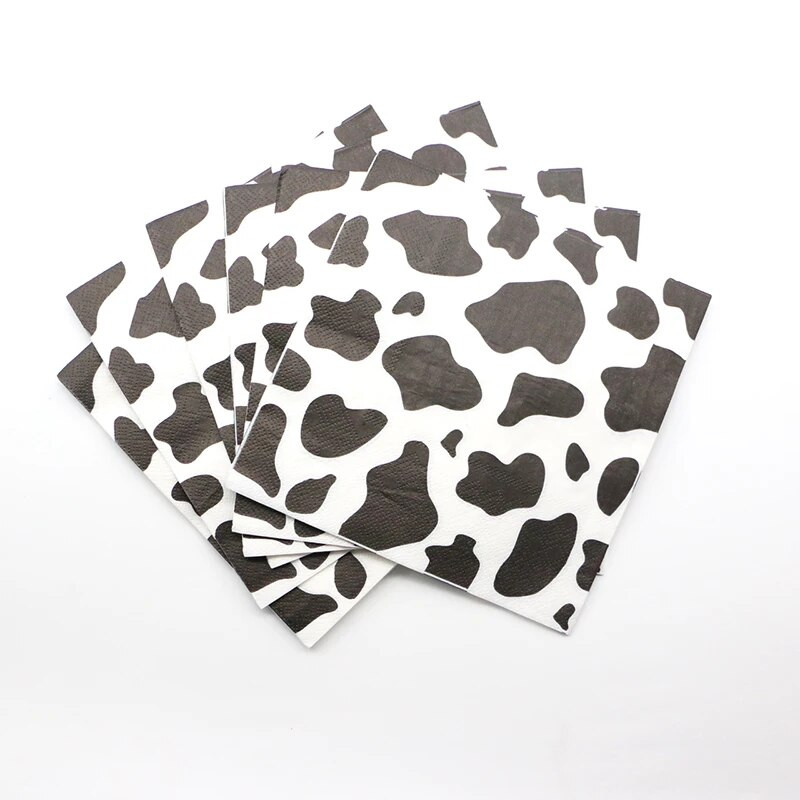 20 vnt/pak. Karvių puošmena Vienkartinės popierinės servetėlės Farm Cow tema Gimtadienio vakarėlis Gyvūnų vakarėlio dekoravimas Kūdikių dušas
