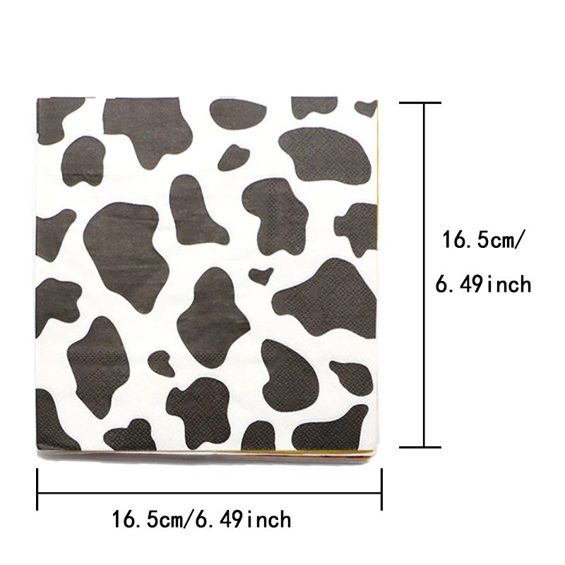 20 vnt/pak. Karvių puošmena Vienkartinės popierinės servetėlės Farm Cow tema Gimtadienio vakarėlis Gyvūnų vakarėlio dekoravimas Kūdikių dušas
