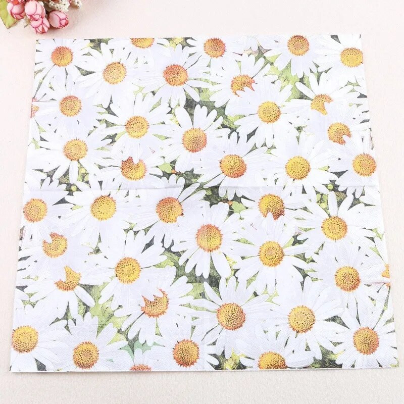 Șervețele Daisy șervețel hârtie 33*33cm flori de unică folosință pentru masă șervețele 100% lemn natural pentru suplimente de petrecere