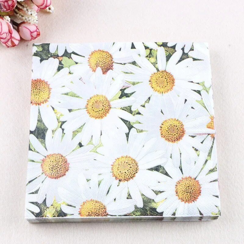 Șervețele Daisy șervețel hârtie 33*33cm flori de unică folosință pentru masă șervețele 100% lemn natural pentru suplimente de petrecere