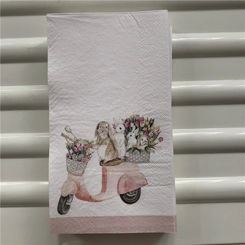 15 декупаж сватбени ретро салфетки хартия елегантна тъкан заек зайче цвете занаят детски рожден ден салфетки декор 33*40 см