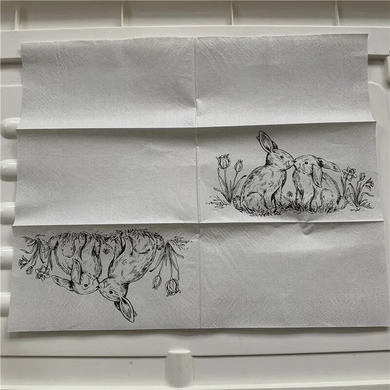 15 ντεκουπάζ χαρτοπετσέτες γάμου vintage κομψές χαρτοπετσέτες κουνελάκι κουνελάκι λουλούδι χειροτεχνία παιδικό πάρτι γενεθλίων σερβιέτες διακόσμηση 33*40cm
