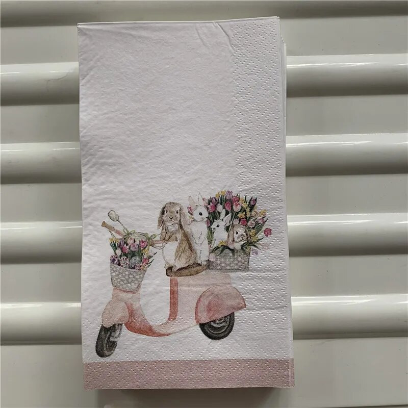 15 ντεκουπάζ χαρτοπετσέτες γάμου vintage κομψές χαρτοπετσέτες κουνελάκι κουνελάκι λουλούδι χειροτεχνία παιδικό πάρτι γενεθλίων σερβιέτες διακόσμηση 33*40cm