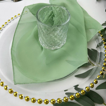 4PC 45X45CM Sage шифон плат салфетки плат домашна вечеря кухня зелен чай кърпи маса за сватбено тържество украса на маса
