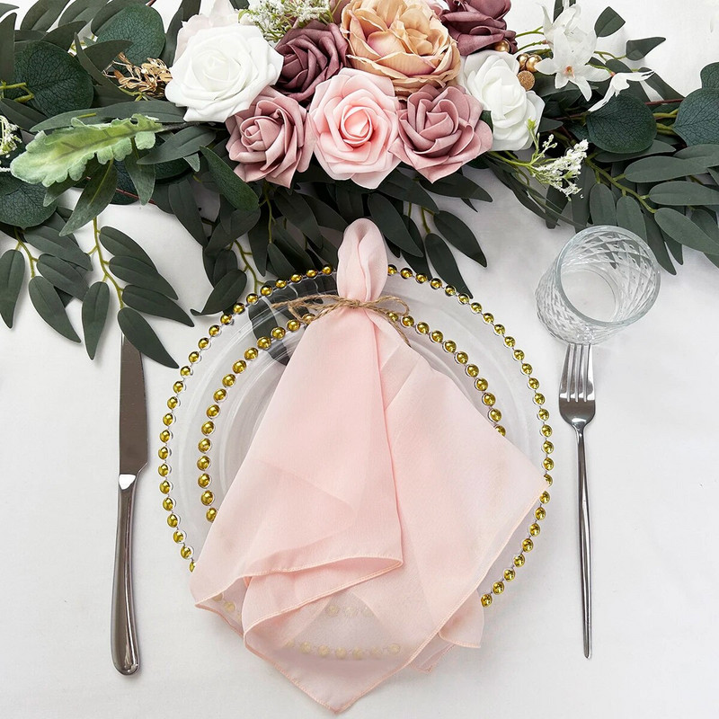 4 DB 45X45CM Zsályás Sifonszövet Szalvéták Szövet Otthoni Vacsora Konyha Zöld Tea törölközők Asztal esküvői asztaldíszítéshez