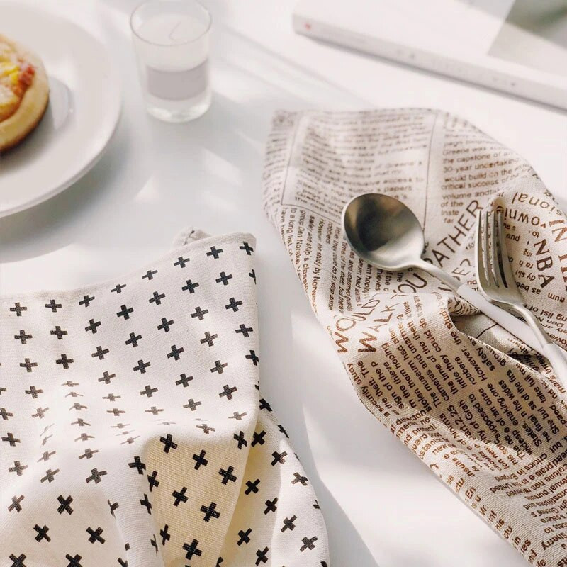 Σουπλά από καρό βαμβακερό υφασμάτινο στιλ Ιαπωνικής μόδας Πατάκια τραπεζιού Χαρτοπετσέτες Απλή σχεδίαση Τραπεζαρία Δίσκος Μαξιλαράκια Αξεσουάρ κουζίνας