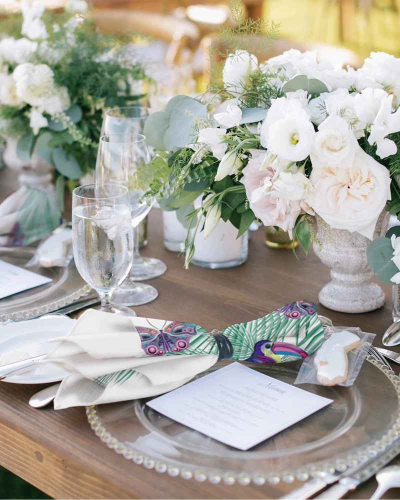 Povų paukščių spalvoti augalai Daugkartinės stalo servetėlės Vakarėlis Vestuvių dekoravimas Staltiesė Rankšluostė Virtuvės vakarienės serviravimo servetėlės