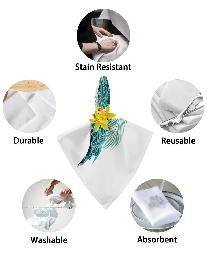 Povų paukščių spalvoti augalai Daugkartinės stalo servetėlės Vakarėlis Vestuvių dekoravimas Staltiesė Rankšluostė Virtuvės vakarienės serviravimo servetėlės