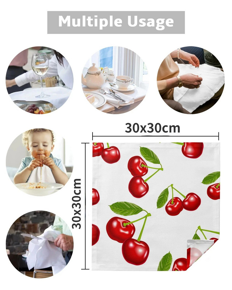 Vyšnių vaisiai vyšnios iš audinio servetėlės vakarėliui vestuvių dekoravimui staltiesė Virtuvės stalo priedai serviravimo servetėlės Daugkartinio naudojimo