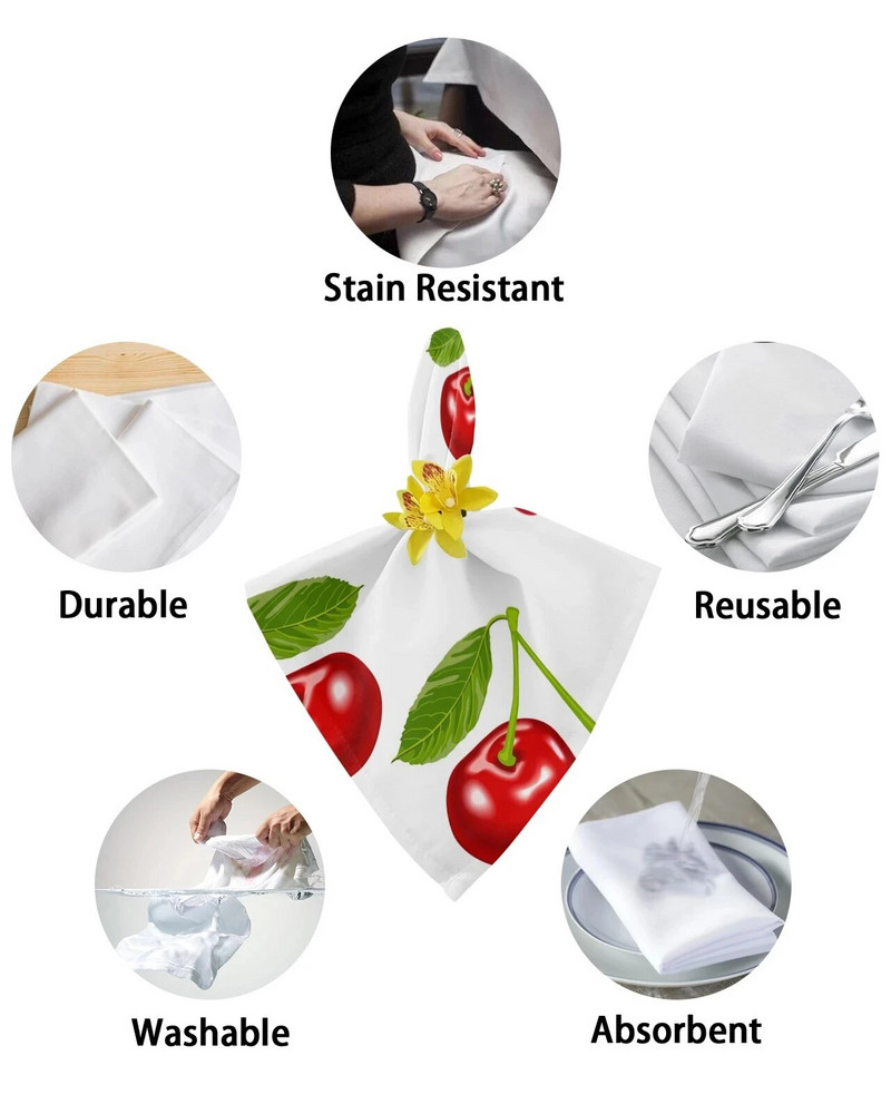 Vyšnių vaisiai vyšnios iš audinio servetėlės vakarėliui vestuvių dekoravimui staltiesė Virtuvės stalo priedai serviravimo servetėlės Daugkartinio naudojimo