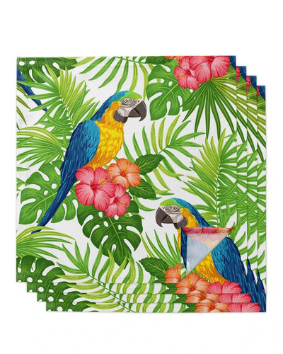 2 vnt. Atogrąžų augalų lapų servetėlės iš papūgos audinio, skirtos stalo dekoravimui Nosinaitė Buitinė daugkartinio naudojimo servetėlė vestuvių dekoravimui