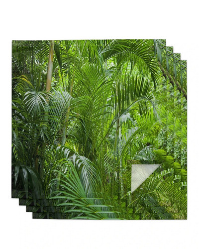 2 vnt. Atogrąžų augalų lapų servetėlės iš papūgos audinio, skirtos stalo dekoravimui Nosinaitė Buitinė daugkartinio naudojimo servetėlė vestuvių dekoravimui