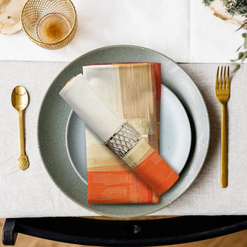 2бр. Платнени салфетки Оранжева абстрактна миеща се мека салфетка за маса за вечеря за коктейлно парти Сватбена салфетка Празничен домашен декор
