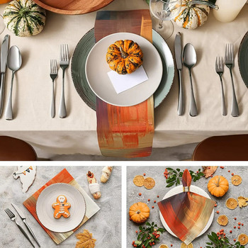 2бр. Платнени салфетки Оранжева абстрактна миеща се мека салфетка за маса за вечеря за коктейлно парти Сватбена салфетка Празничен домашен декор