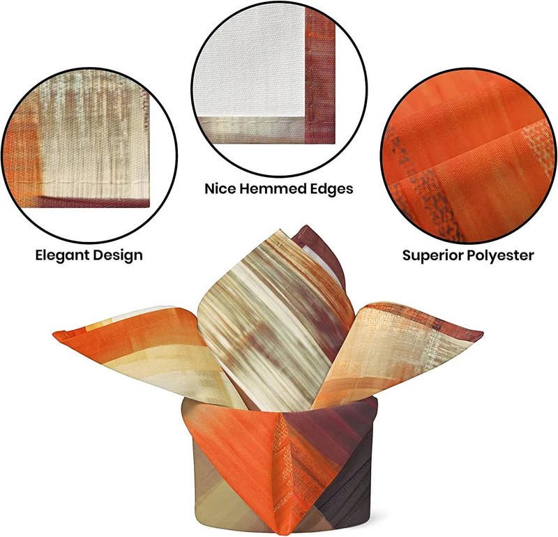 2 vnt medžiaginės servetėlės Oranžinės abstrakčios plaunamos minkštos vakarienės stalo servetėlės, skirtos kokteilių vakarėliui, vestuvių servetėlė atostogų namų dekoravimui