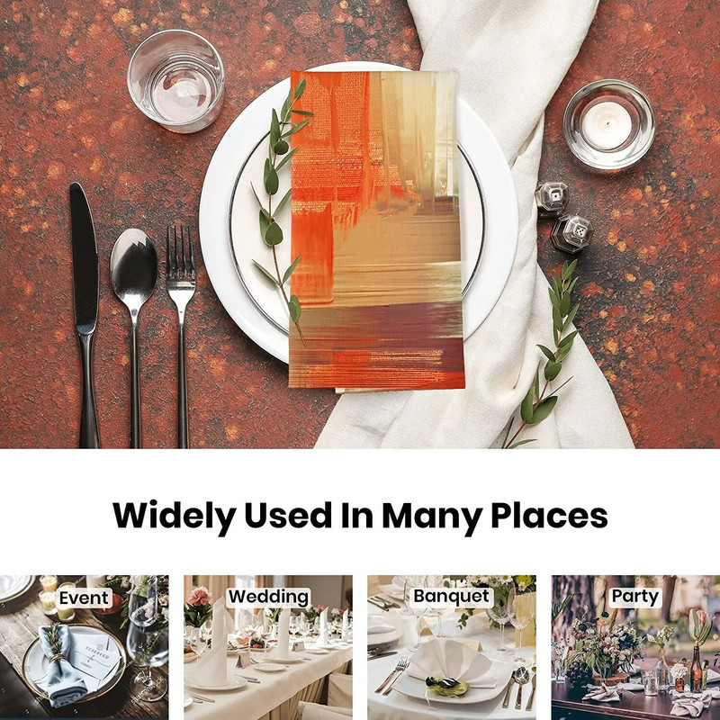 2 vnt medžiaginės servetėlės Oranžinės abstrakčios plaunamos minkštos vakarienės stalo servetėlės, skirtos kokteilių vakarėliui, vestuvių servetėlė atostogų namų dekoravimui