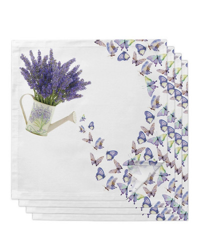 Șervețel de pânză cu flori violete, lavandă, decor de masă, prosop de cină pentru farfurii de bucătărie, șervețele de nuntă reutilizabile, decorare