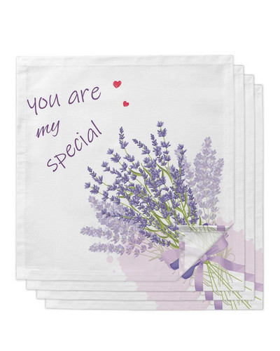 Șervețel de pânză cu flori violete, lavandă, decor de masă, prosop de cină pentru farfurii de bucătărie, șervețele de nuntă reutilizabile, decorare