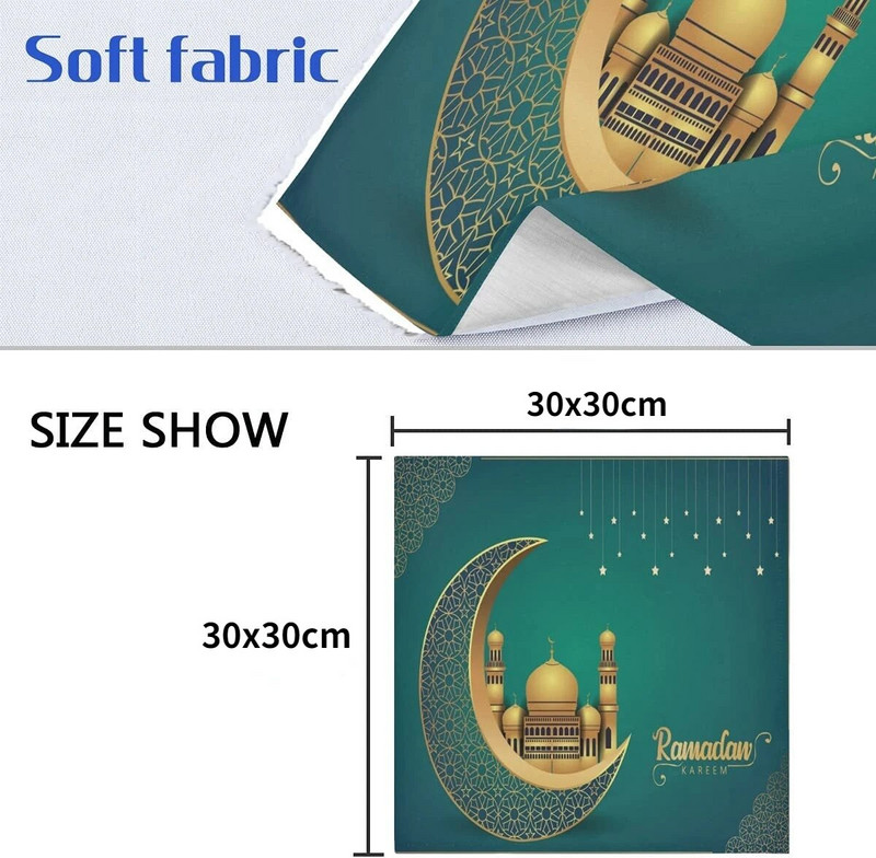 2Pcs Ramadan Kareem Decoration Platnena salveta za višekratnu upotrebu Eid Mubarak Stolne salvete za dom muslimanski islamski Eid al-Fitr Party Supplie