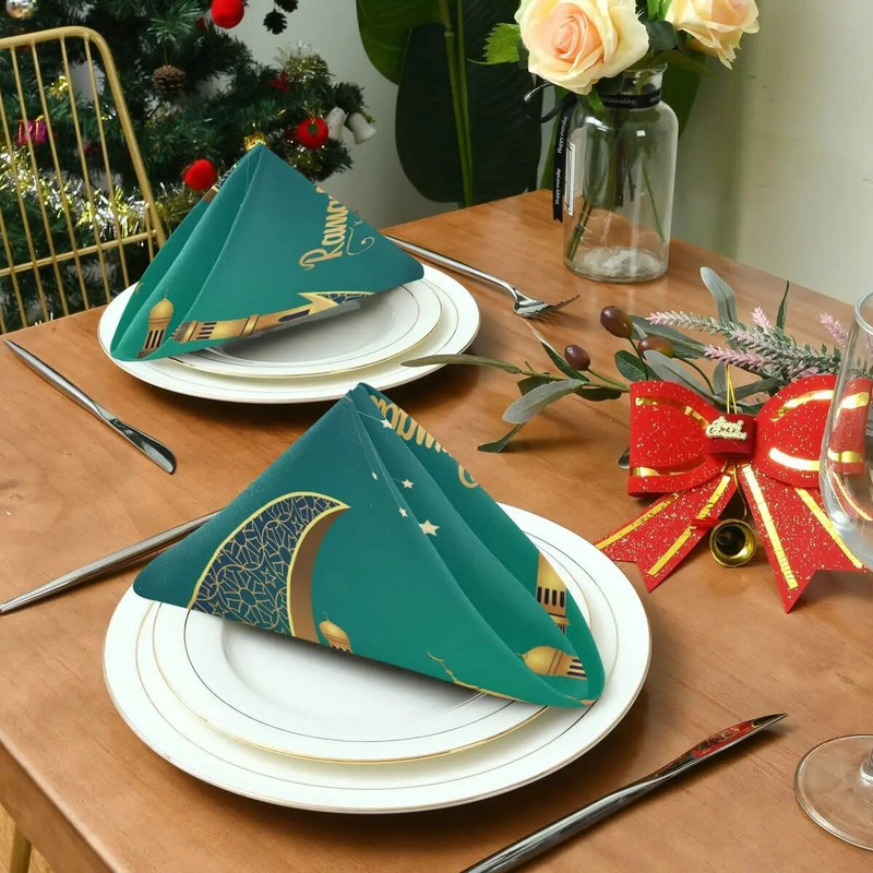 2Pcs Ramadan Kareem Decoration Platnena salveta za višekratnu upotrebu Eid Mubarak Stolne salvete za dom muslimanski islamski Eid al-Fitr Party Supplie