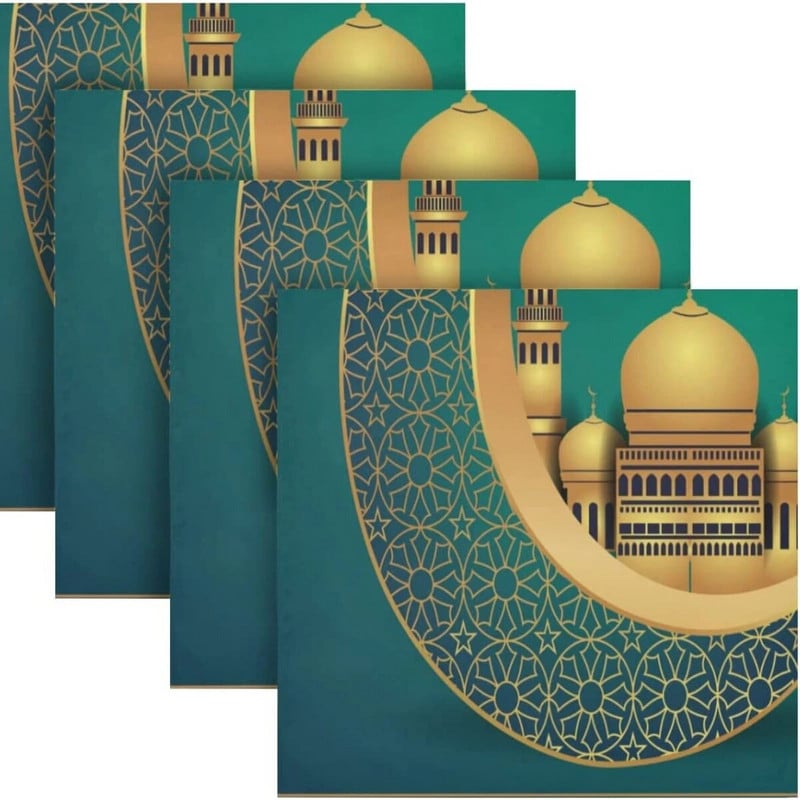 2Pcs Ramadan Kareem Decoration Platnena salveta za višekratnu upotrebu Eid Mubarak Stolne salvete za dom muslimanski islamski Eid al-Fitr Party Supplie