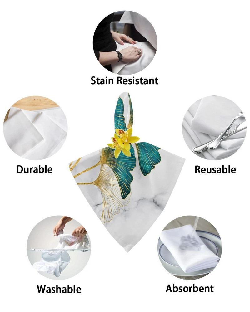 Ginkgo Biloba tekstura mramora Platnena salveta Dekoracija stola Stolna salveta za višekratnu upotrebu za kuhinjske tanjure Mat Dekoracija za svatove