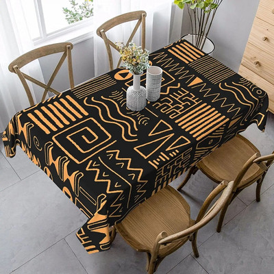Față de masă dreptunghiulară tribală etnică africană Decor pentru masă de bucătărie Față de masă reutilizabilă impermeabilă Decorații pentru petreceri de nuntă