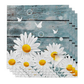 2Pcs Bijela tratinčica Leptir Drvena tkanina salvete Dekoracija stola Ručnik za večeru za kuhinjske tanjure Mat Svadbena dekoracija salveta