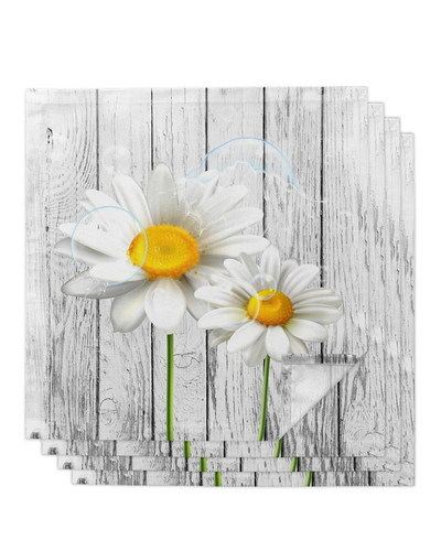 2Pcs Bijela tratinčica Leptir Drvena tkanina salvete Dekoracija stola Ručnik za večeru za kuhinjske tanjure Mat Svadbena dekoracija salveta