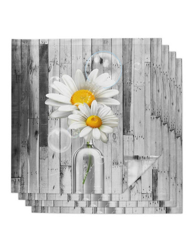 2Pcs Bijela tratinčica Leptir Drvena tkanina salvete Dekoracija stola Ručnik za večeru za kuhinjske tanjure Mat Svadbena dekoracija salveta