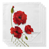 Servețele din pânză albă cu flori roșii de mac Batistă moale Banchet de nuntă Decor pentru cină Servețele de masă reutilizabile Rechizite pentru petreceri