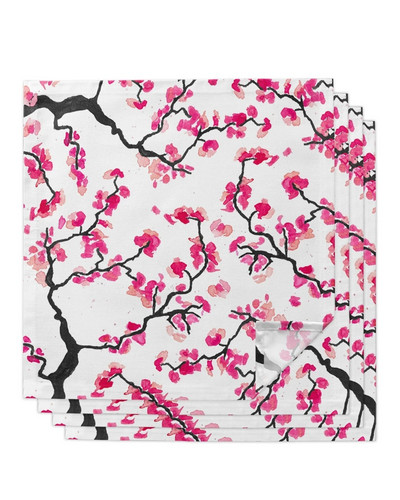 Servețele din pânză albă cu flori roșii de mac Batistă moale Banchet de nuntă Decor pentru cină Servețele de masă reutilizabile Rechizite pentru petreceri