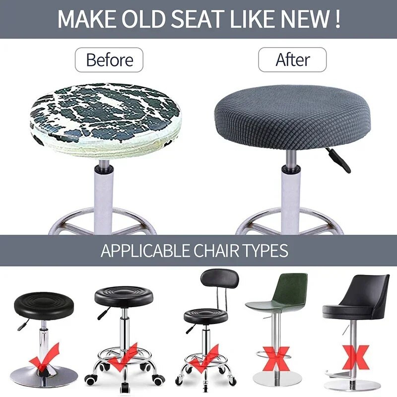 Apvalus kėdės užvalkalas Elastinis baro kėdės užvalkalas Nuimamas kėdžių užvalkalas Plaunamas Protecor Baro kėdės dėklas Housse De Chais