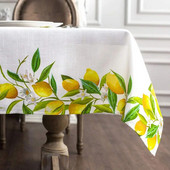 Față de masă dreptunghiulară cu flori de lămâie de vară Decorații pentru petreceri de vacanță Huse de masă reutilizabile impermeabile Decor de masă de bucătărie
