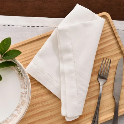 Șervețele de masă Petrecere de nuntă Masă de masă Șervețel de pânză albă Restaurant acasă Șervețele din bumbac lenjerie batista 2 dimensiuni
