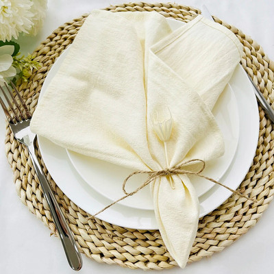 4 bucăți șervețele crem 100% bumbac șervețele din pânză Servețele pentru masă Servețele moi, lavabile, reutilizabile, nunți, petreceri, restaurant